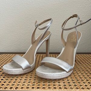 Sam Edelman Jade Silver High Heel Sandals Size 9